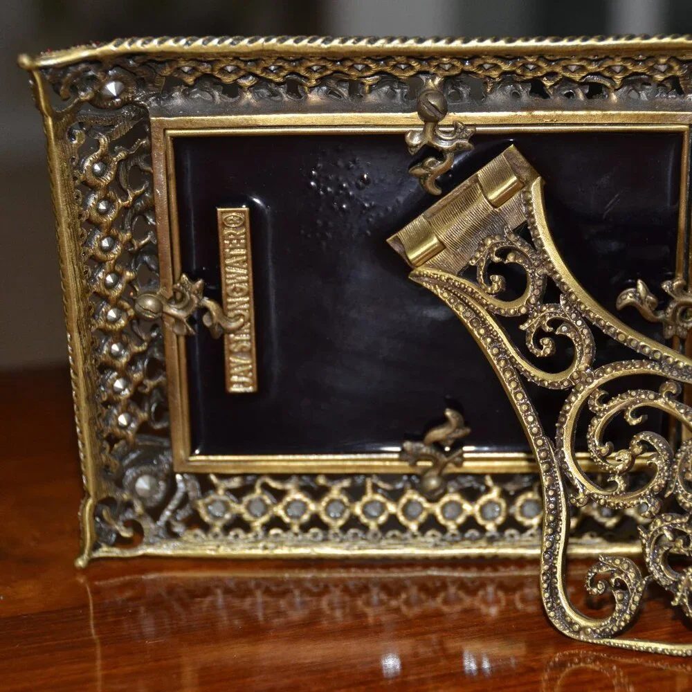 RARE JAY STRONGWATER JAY'S 1ST PATRICIA ORNATE SCROLL TIARA CRYSTAL ENAMEL FRAME